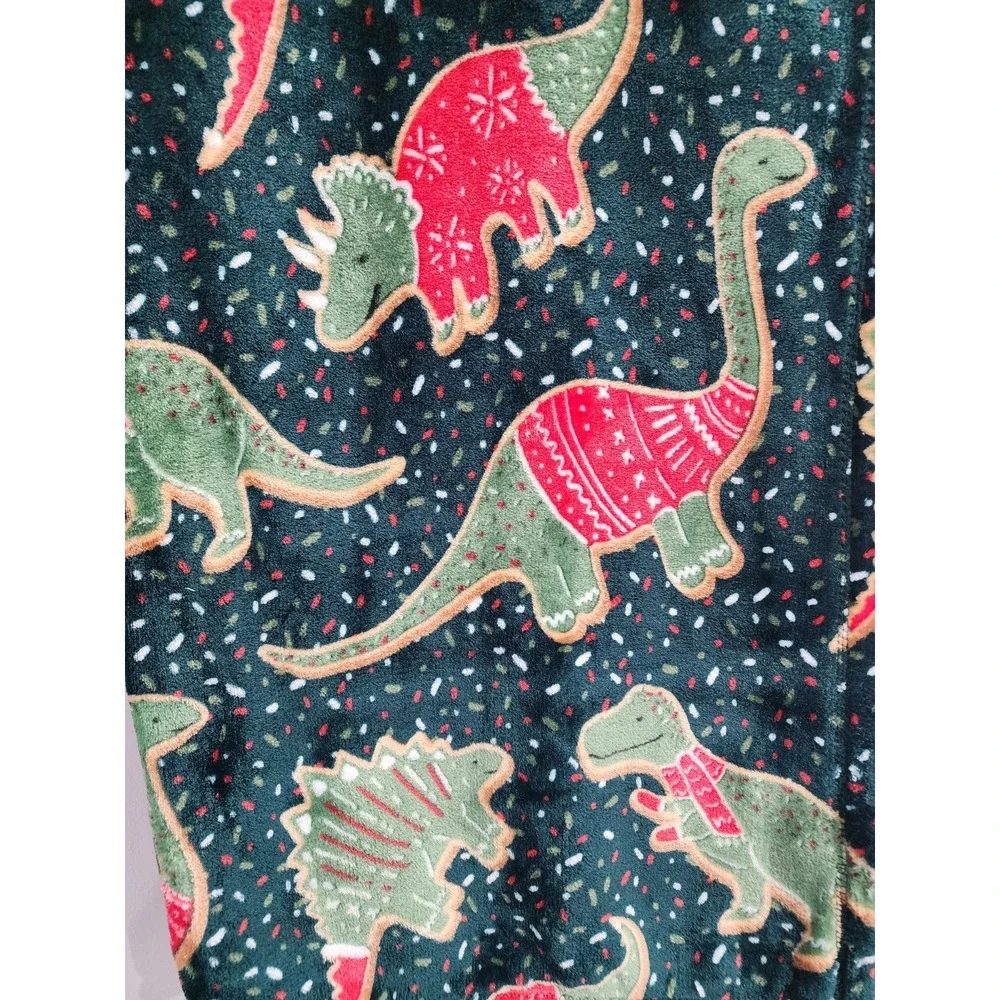 Christmas Holiday Merry Rex-mas Dinosaur Dino Sugar Cookie Plush Throw Blanket
